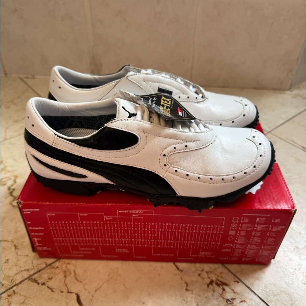 Puma White and Black Golf Shoe